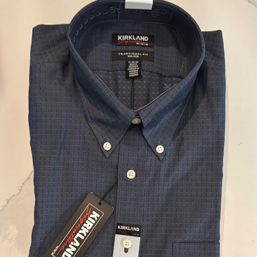 Kirkland Signature Blue Dress Shirt Elegant Formal Wear